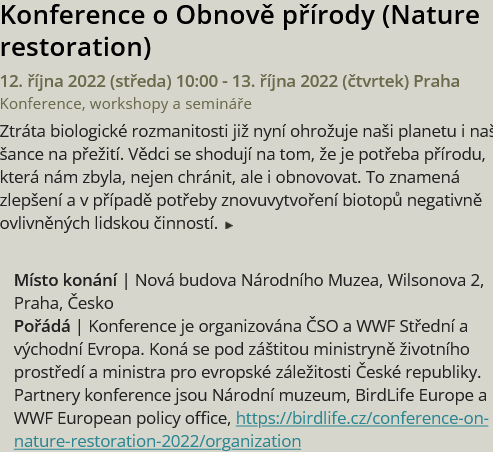 12. - 13. 10. 2022: Konference o obnově přírody