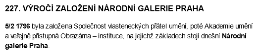4. - 5. únor 2023: Národní galerie Praha slaví 227. narozeniny